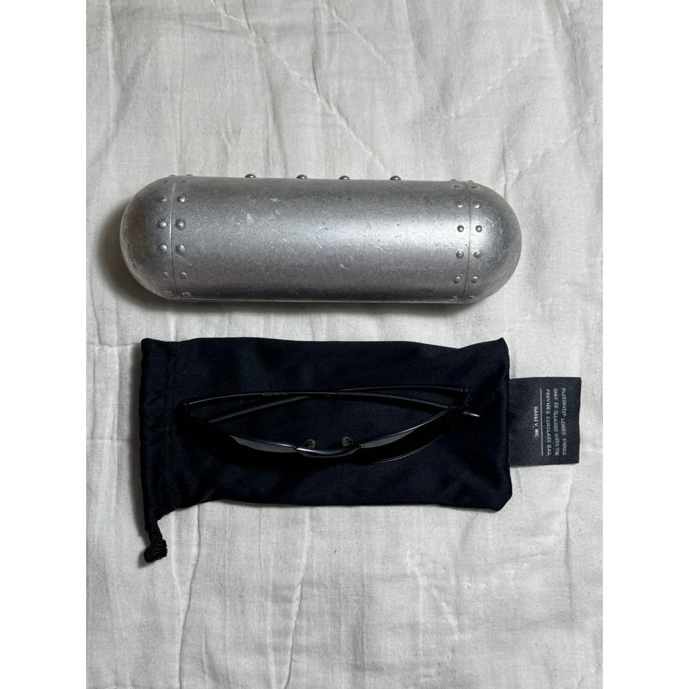 Vintage Oakley Square Wire 2.0 Sunglasses Matte Black Metal Vault Case & Bag Y2K
